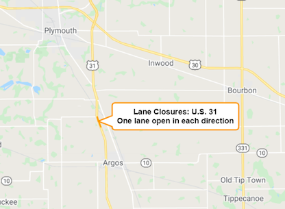 U.S. 31 to have lane closures between Plymouth and Argos